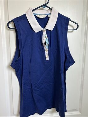 Clover by Bobby jones  Navy Sleeveless Polo Tank with White Collar